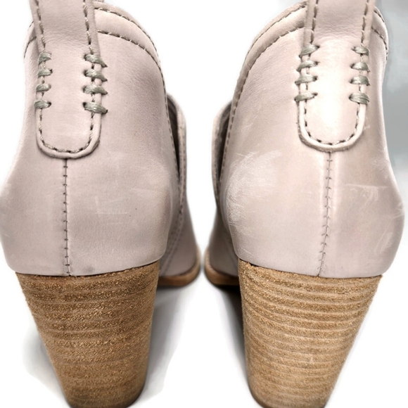 Jeffrey Campbell Rosalee Cream Leather Low Notched Shaft Pull-On Block Heel Boot - Picture 10 of 16